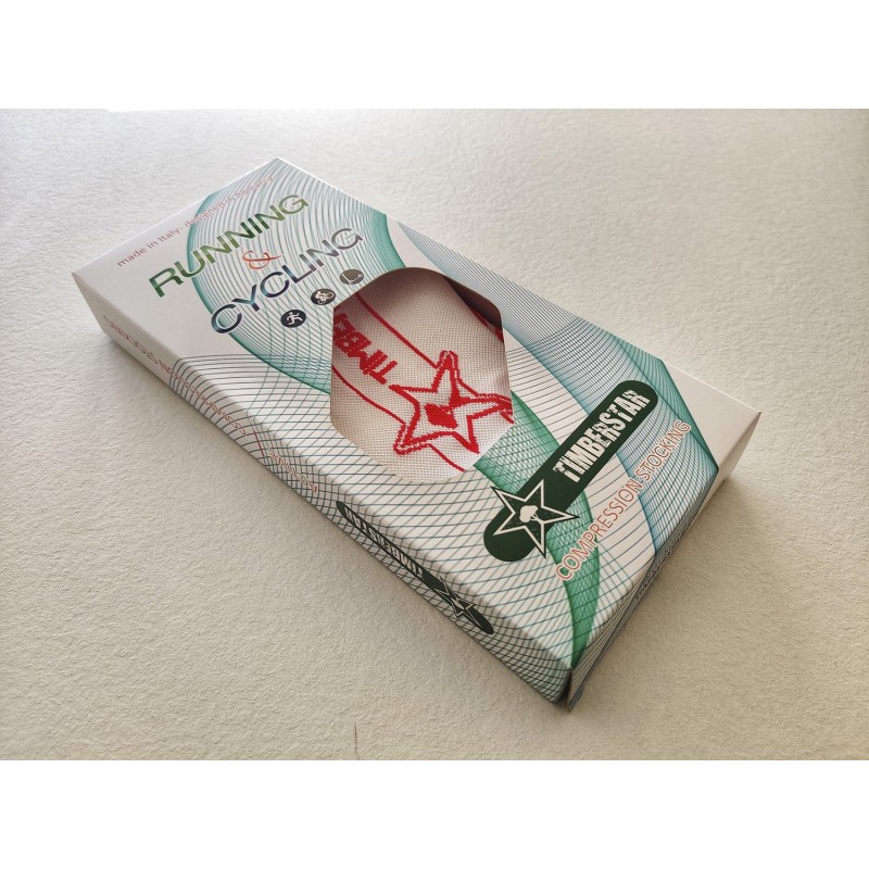 Ciorapi Timberstar cu Compresie pentru Running & Cycling (Alergare si Ciclism), Unisex, Red & White