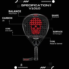 Paletă/Rachetă Padel V1010 Red 3K
