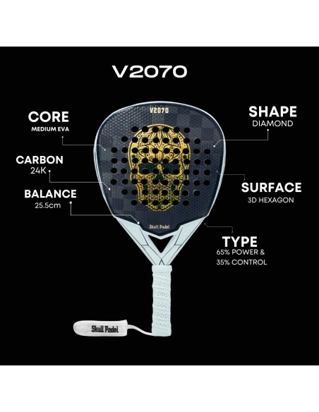 Rachetă Padel V2070 White Gold 24K | Timberstar Sport