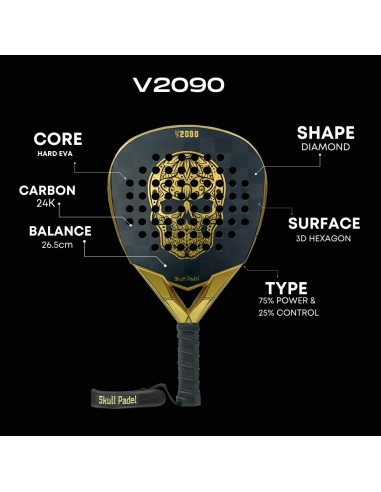 Rachetă Padel V2090 Black Gold 24K | Timberstar Sport