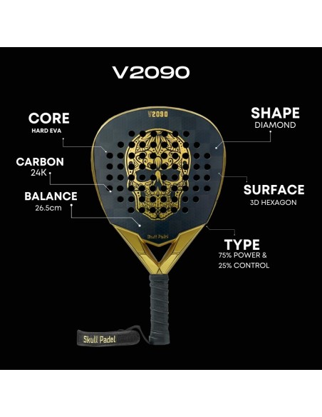 Rachetă Padel V2090 Black Gold 24K | Timberstar Sport